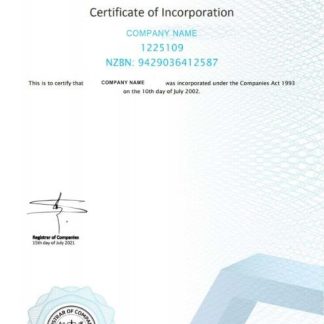 New Zeland Certificate of Registration download template file
