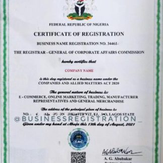 Nigeria Certificate of Registration download template file