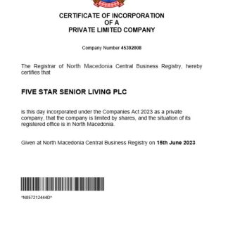 North Macedonia business registration certificate Word and PDF template download template file