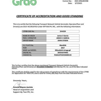 Philippines certificate of accreditation and good standing Word and PDF template download template file