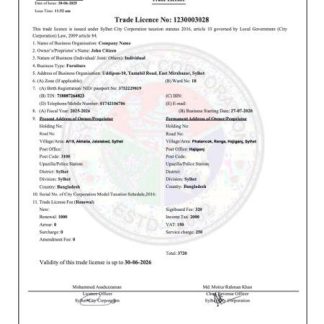 Bangladesh?Sylhet trade license Word and PDF template download template file