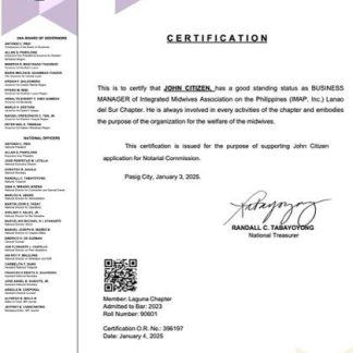 Philippines certificate of good standing Word and PDF template, version 6 download template file