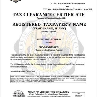 Philippines tax clearance certificate Word and PDF template download template file