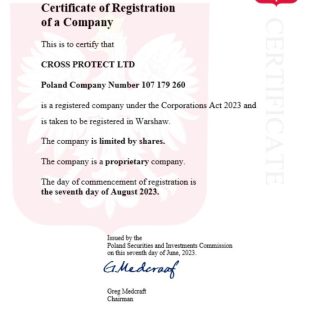 Poland business registration certificate Word and PDF template download template file