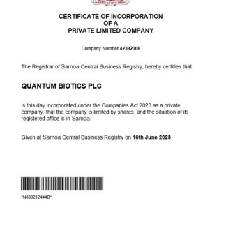 Samoa business registration certificate Word and PDF template download template file
