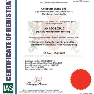 Saudi Arabia certificate of registration Word and PDF template download template file