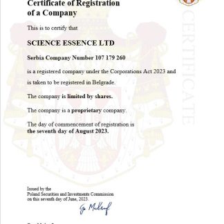 Serbia business registration certificate Word and PDF template download template file