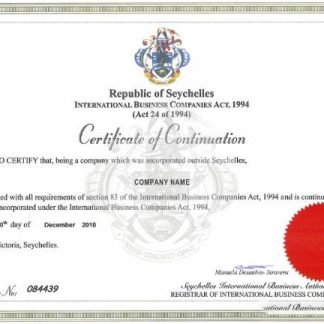 Seychelles Certificate of Continuation download template file