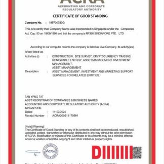 Singapore certificate of good standing Word and PDF template download template file