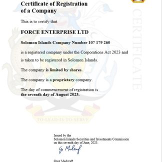 Solomon Islands business registration certificate Word and PDF template download template file