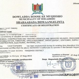 Somali Certificate of Registration download template file