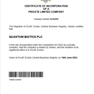 South Sudan business registration certificate Word and PDF template download template file
