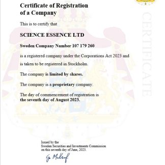 Sweden business registration certificate Word and PDF template download template file