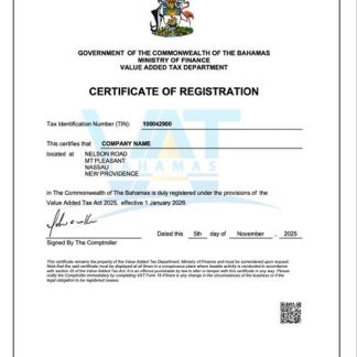 The Bahamas certificate of registration Word and PDF template download template file