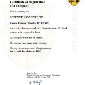 Tunisia business registration certificate Word and PDF template download template file