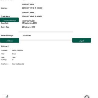 UAE Dubai commercial license Word and PDF template download template file