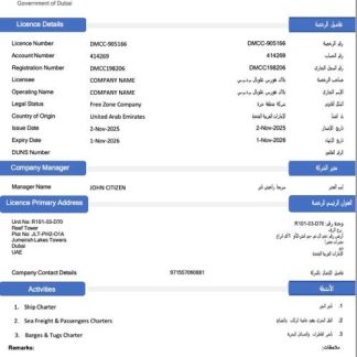 UAE Dubai service license Word and PDF template download template file