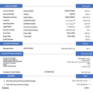 UAE Dubai trading license Word and PDF template, version 2 download template file