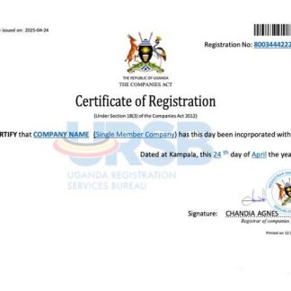 Uganda company registration certificate Word and PDF template download template file