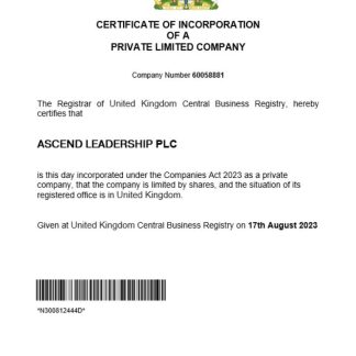 United Kingdom business registration certificate Word and PDF template download template file