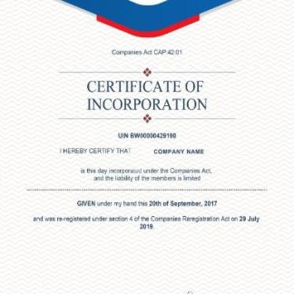 Botswana Certificate of Incorporation download template file