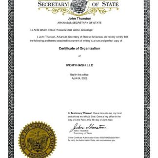 USA Arkanas company certificate of organization download template file