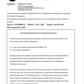 USA certificate of registration Word and PDF template, version 3 download template file