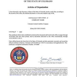USA Colorado articles of organization Word and PDF template download template file