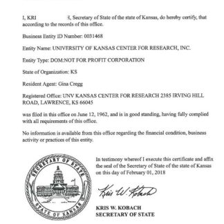 USA Kansas certificate of good standing download template file