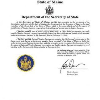 USA Maine certificate of good standing download template file