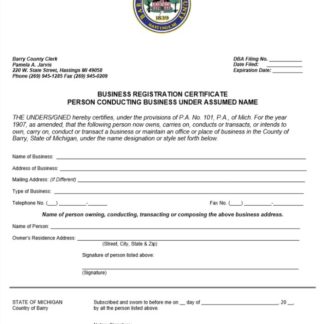 USA Michigan certificate of business registration download template file