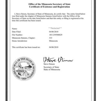 USA Minnesota certificate of good standing download template file