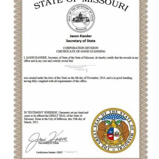 USA Missouri certificate of good standing download template file