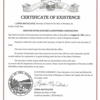 USA Montana certificate of good standing download template file