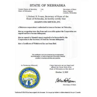 USA Nebraska certificate of good standing download template file