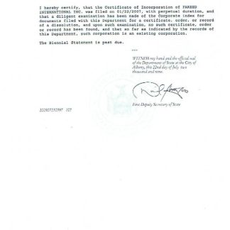 USA New York certificate of good standing download template file