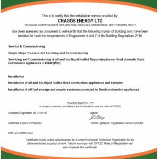 USA OFTEC certificate of registration Word and PDF template download template file