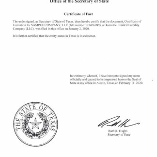 USA Texas certificate of good standing download template file