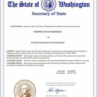 USA Washington certificate of good standing download template file