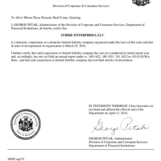 USA Wisconsin certificate of good standing download template file