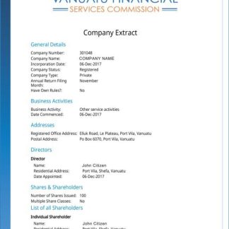 Vanuatu Company Extract download template file