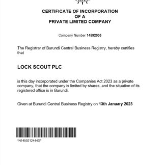 Burundi certificate of registration Word and PDF template download template file