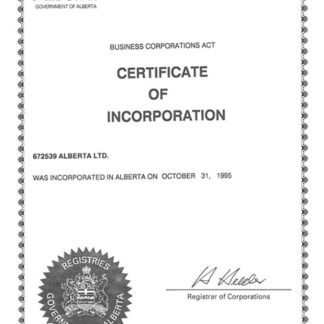 Canada Certificate of Incorporation download template file