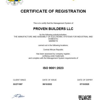 Central African Republic certificate of registration Word and PDF template download template file