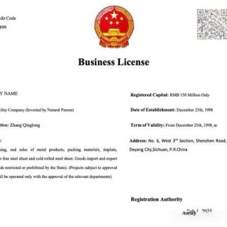 China business license Word and PDF template download template file