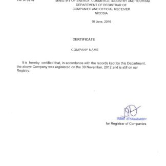 Cyprus Certificate of Registration download template file