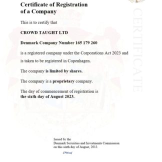 Denmark  certificate of registration Word and PDF template download template file