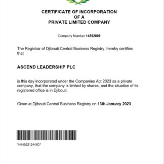 Djibouti  certificate of registration Word and PDF template download template file