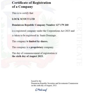 Dominican Republic  certificate of registration Word and PDF template download template file