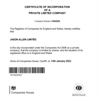 England and Wales certificate of incorporation registration download template file